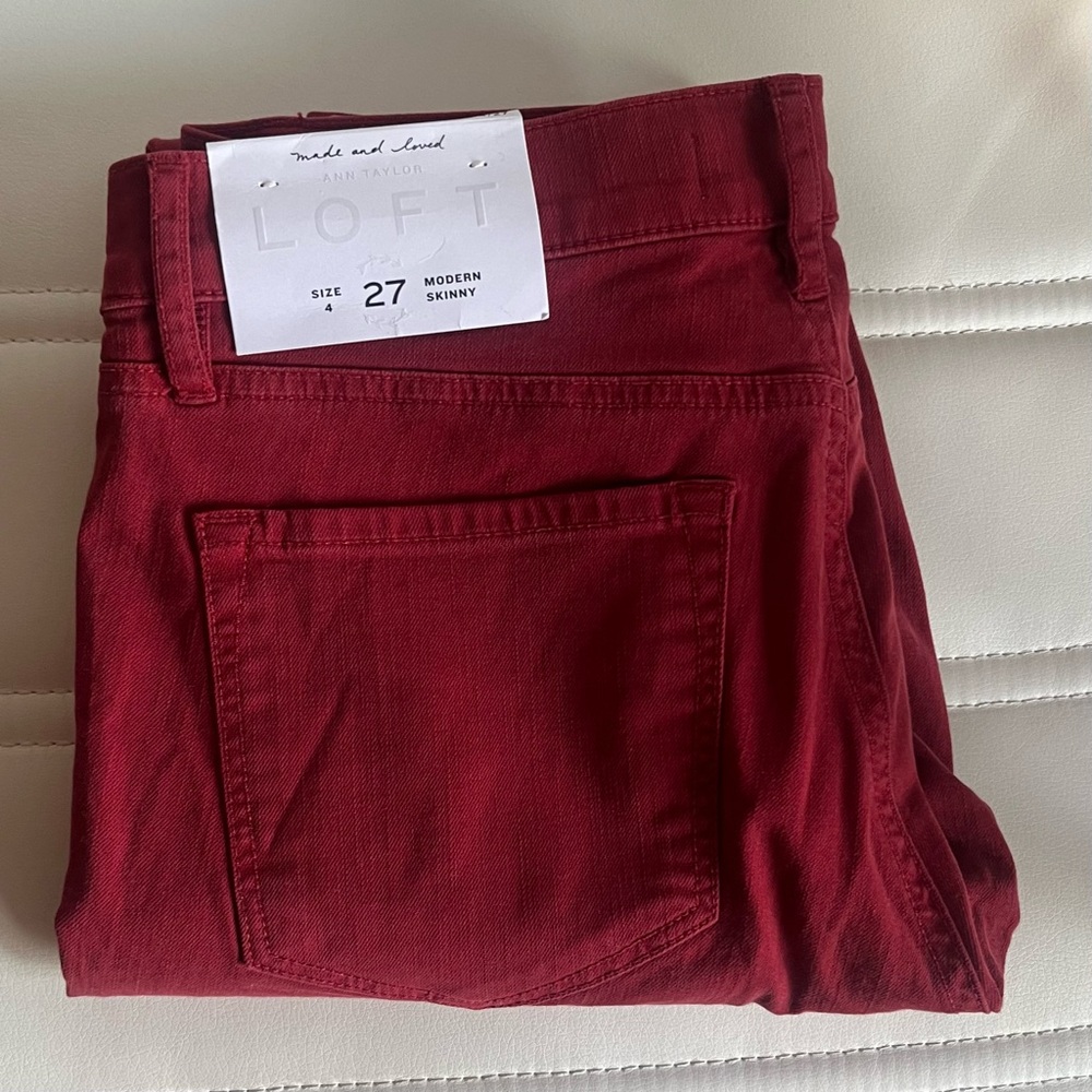 LOFT Women's Vibrant Red Modern Skinny Jeans - Picture 5 of 6